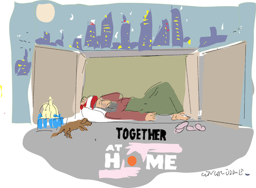 Cartoon: Together at Home (medium) by gungor tagged pandemic,pandemic