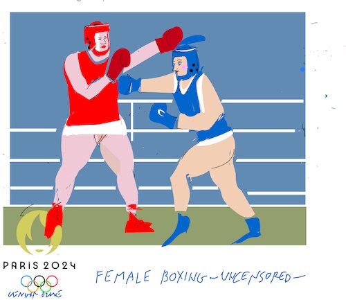 Cartoon: Uncensored women boxing (medium) by gungor tagged uncensored,women,boxing,at,po,2024,uncensored,women,boxing,at,po,2024
