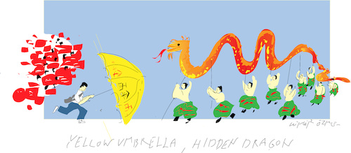 Cartoon: Yellow Umbrella (medium) by gungor tagged hong,kong,hong,kong