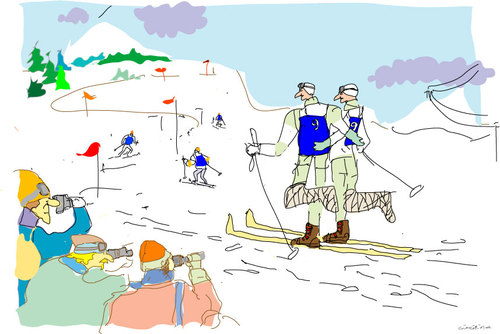 Cartoon: zusammen schi laufen (medium) by gungor tagged schnee