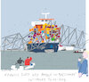 Cartoon: Baltimore key bridge (small) by gungor tagged disaster,for,steel,frame,bridge