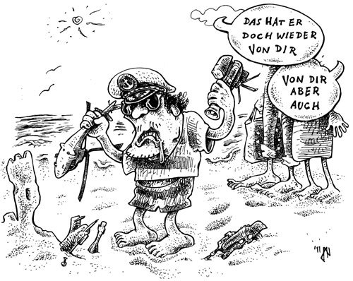 Cartoon: bademeister vom mittelmeer (medium) by JP tagged rüstungsgüter,waffenlieferung,gaddafi,libyen,europa
