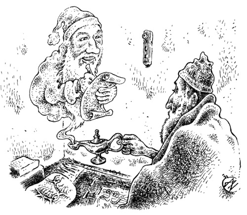 Cartoon: Osamas magic lamp (medium) by JP tagged osama,bin,laden,home,video,magic,lamp,wunderlampe,santa,claus,weihnachtsmann,christmas,weihnachten,osama bin laden,video,wunderlampe,weihnachtsmann,terrorist,osama,bin,laden