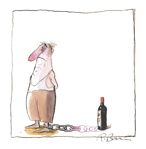 Cartoon: Ohne Titel (medium) by Peter Bauer tagged buch,wein,humor,alkohol,missbrauch