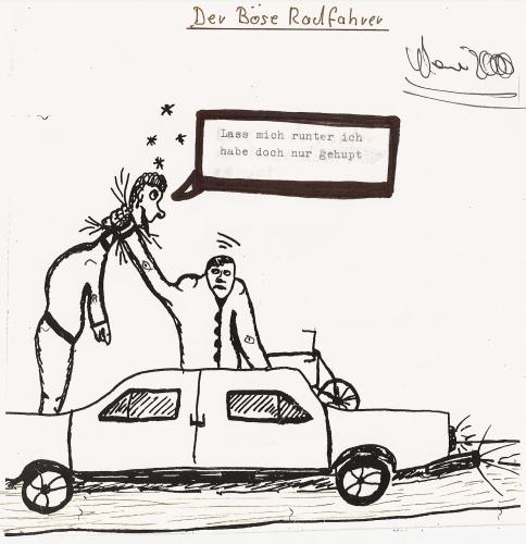 Cartoon: The bad biker (medium) by Backrounder tagged cars