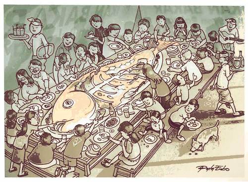 Cartoon: Denpasar Grilled Fish (medium) by putuebo tagged bali,food,big,grilled,fish