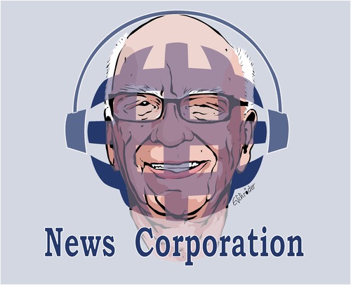 Cartoon: News Corporation (medium) by ESchröder tagged medien,medienkonzentration,newscorporation,murdoch,kriminell,skandal,lauschangriff,bespitzelung,abhöraktion,medienkonzern,usa,new,york,london