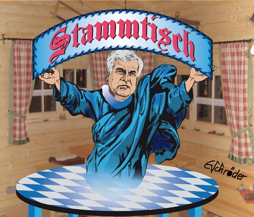 Cartoon: Stammtischpolitik (medium) by ESchröder tagged csu,chef,seehofer,bayern,stammtischpolitik,asylpolitik,betreuungsgeld,energiepolitik
