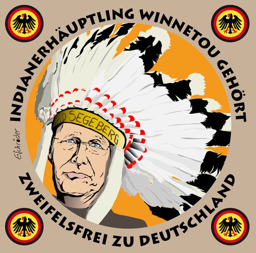Cartoon: Winnetou (medium) by ESchröder tagged bundespräsident,deutschland,wulff,politik,gesellschaft,integration