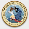 Cartoon: seal of Trump (small) by ESchröder tagged trump donald präsident usa vizepräsident pence sicherheitsberater flynn rücktritt wegen lügen washington post new york times chaos inder amtsführung
