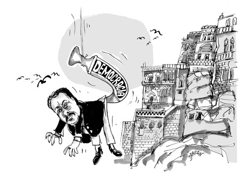 Cartoon: Ali Abdullah Saleh-Yemen (medium) by Dragan tagged ali,abdullah,saleh,yemen,democracia,politics,cartoon