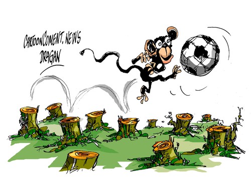 Cartoon: Amazonia brasilena-campeon (medium) by Dragan tagged amazonia,brasil,natura,deforestacion,cartoon