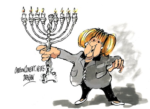 Cartoon: Angela Merke-denuncia (medium) by Dragan tagged angela,merke,denuncia,alemania,antisemitismo,izrael,judios,gaza,politics,cartoon