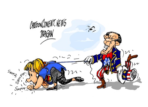 Cartoon: Angela Merkel-Barack Obama-BND (medium) by Dragan tagged bnd,obama,barack,merkel,angela