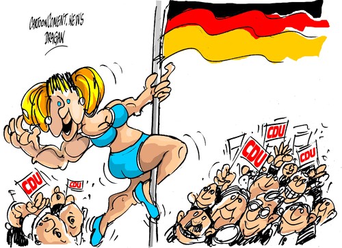 Cartoon: Angela Merkel-barra de baile (medium) by Dragan tagged angela,merkel,cdu,union,democrata,cristiana,canciller,alemania,politics,cartoon