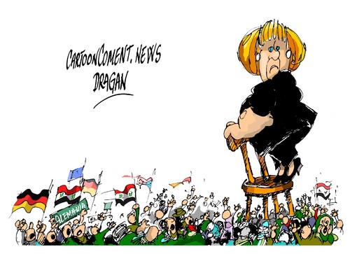 Cartoon: Angela Merkel -sorpresa (medium) by Dragan tagged angela,merkel,alemania,refugiados,siria,politics,cartoon