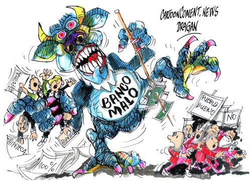 Cartoon: Banco malo-andando (medium) by Dragan tagged ue,union,europea,bce,banco,central,europeo,espana,crisis,reformas,malo,rescate,politics,cartoon