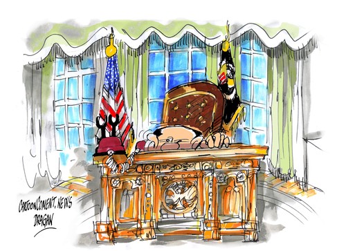 Cartoon: Barack Obama-apoyo (medium) by Dragan tagged barack,obama,eeuu,izrael,benjamin,natanyahu,turquia,iran,tuniz,palestina,gaza,politics,cartoon