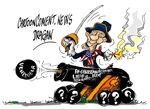 Cartoon: Barack Obama-posicion (medium) by Dragan tagged barack,obama,estados,unidos,eeuu,venezuela,politics,cartoon
