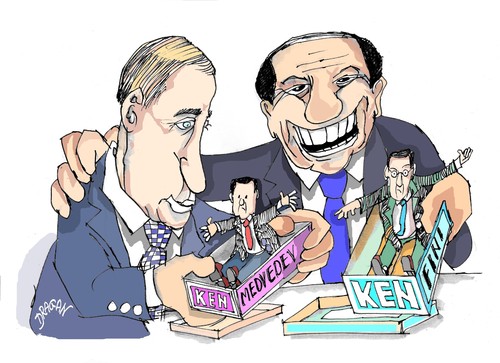 Cartoon: Berlusconi y Putin (medium) by Dragan tagged silvio,berlusconi,vladimir,putin,politics,cartoon