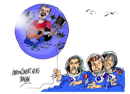 Cartoon: Chris Hadfield-globo (medium) by Dragan tagged chris,hadfield,astronauta,soyuz,kazajstan,estacion,espacial,internacional,cartoon