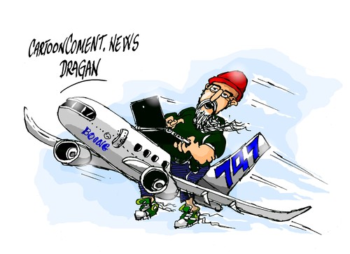 Cartoon: Chris Roberts-pilotando (medium) by Dragan tagged chris,roberts,hacker,pilot,boing,cnn,der,spiegel,cartoon