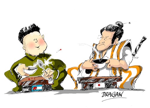 Cartoon: Corea del Norte- Japon (medium) by Dragan tagged corea,del,norte,japon