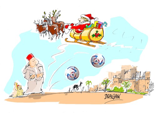 Cartoon: Croacia 2-Marruecos 1 (medium) by Dragan tagged croacia,marruecos,fudbol,qatar
