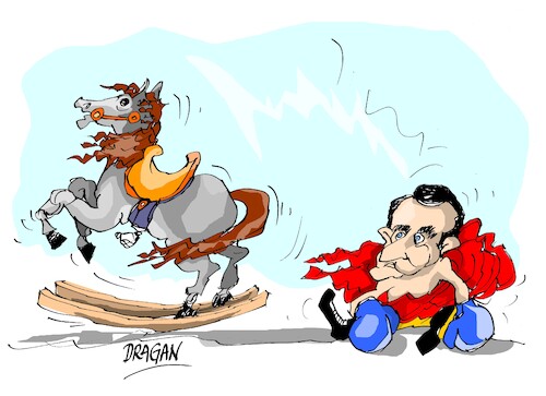 Cartoon: Emmanuel Macron-practicando (medium) by Dragan tagged emmanuel,macron,vladimir,putin,francia,ukrania,rusia