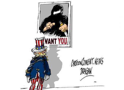 Cartoon: Estado Islamico-I WANT YOU (medium) by Dragan tagged cartoon,politics,pentagono,eeuu,terrorismo,you,want,islamico,estado