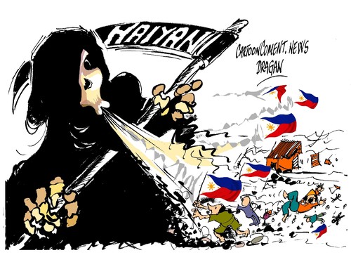 Cartoon: Filipinas-Haiyan (medium) by Dragan tagged filipinas,haiyan,tifon,tacloban,catastrofe,natural,cartoon