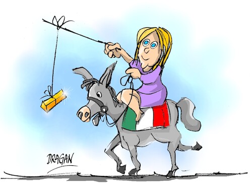 Cartoon: Giorgia Meloni-maniobra (medium) by Dragan tagged giorgia,meloni,italia