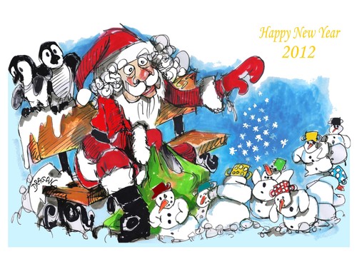 Cartoon: Happy New Year 2012 (medium) by Dragan tagged happy,new,year,2012,cartoon