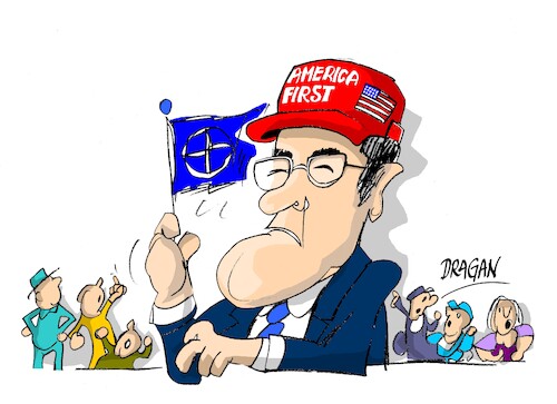 Cartoon: Mark Rutte-crucial (medium) by Dragan tagged mark,rutte,otan,estados,unidos