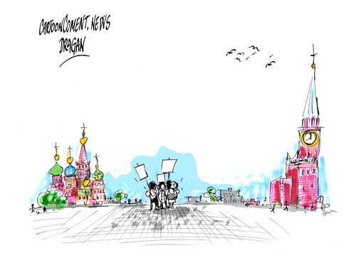 Cartoon: Mosku-desafio al Kremlin (medium) by Dragan tagged musku,kremlin,putin,oposicion,protesta,rusia,politics,cartoon