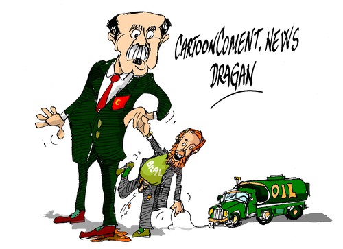 Cartoon: Recep Tayyip Erdogan-Bilal (medium) by Dragan tagged recep,tayyip,erdogan,bilal,trafico,petroleo,politics,cartoon