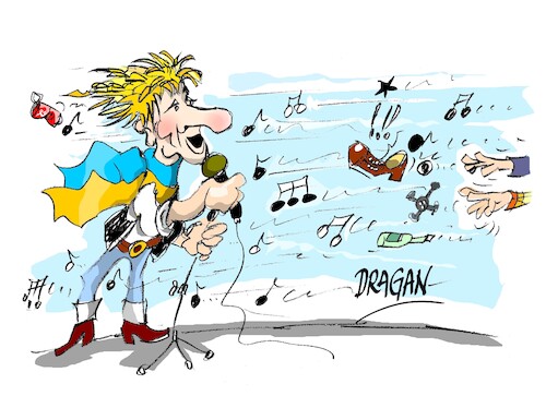 Cartoon: Rod Stewart-abucheado (medium) by Dragan tagged rod,stewart