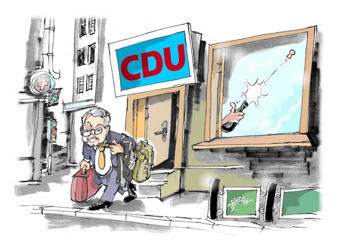 Cartoon: Roland Koch (medium) by Dragan tagged roland,koch,hesse,union,cristiano,democrata,cdu,wiesbaden,alemania,politics,cartoon