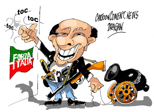 Cartoon: Silvio Berlusconi-regreso (medium) by Dragan tagged silvio,berlusconi,italia,forza,justicia,condena,politics,cartoon