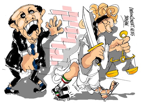 Cartoon: Silvio Berlusconi condena (medium) by Dragan tagged silvio,berlusconi,italia,ruby,condena,politics,cartoon