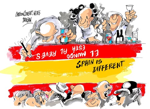 Cartoon: Spain is different (medium) by Dragan tagged spain,is,different,corrupcion,partido,popular,pp,politics,cartoon