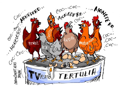 Cartoon: Todos contra Monedero (medium) by Dragan tagged juan,carlo,monedero,podemos,politics,cartoon