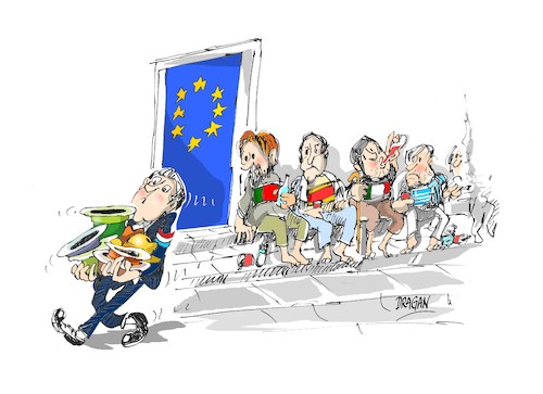 Cartoon: Union Europea-reconstruccion (medium) by Dragan tagged union,europea,fondo,de,reconstruccion,alemania,holanda,niderland