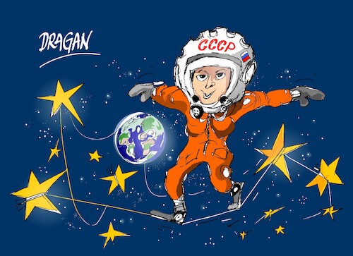 Cartoon: Valentina Tereshkova-16.06.1963 (medium) by Dragan tagged valentina,tereshkova