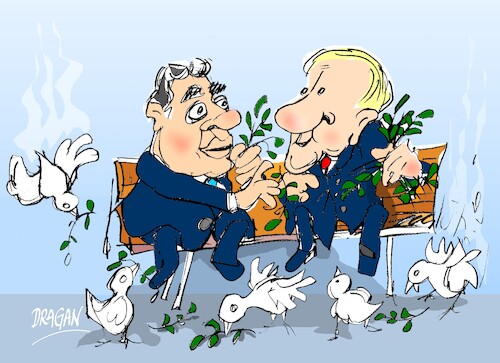 Cartoon: Viktor Orban-Vladimir Putin (medium) by Dragan tagged viktor,orban,vladimir,putin