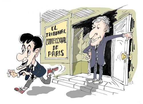 Cartoon: Villepin-Sarkozy (medium) by Dragan tagged dominique,de,villep,nicolas,sarkozy,clearstream,politics