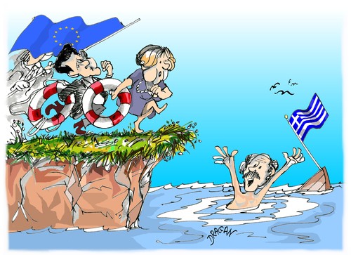 Cartoon: Yorgos Papandreu (medium) by Dragan tagged yorgos,papandreu,grecia,angela,merkel,comision,europea,nikolas,sarkozi,politics,cartoon