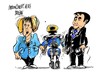Cartoon: Angela Merkel-Shinzo Abe (small) by Dragan tagged angela,merkel,shinzo,abe,japon,partido,democratico,politics,cartoon