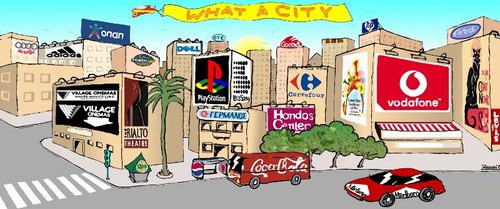 Cartoon: city lights (medium) by johnxag tagged super,wow,town,modern,city