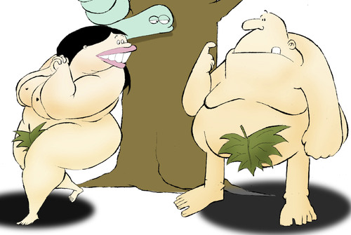 Cartoon: Adam and Eve... (medium) by berk-olgun tagged adam,and,eve
